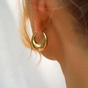 New Chunky Gold Earrings,14K Gold Plated